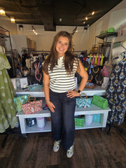 Sleeveless Striped Knit Polo