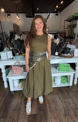 Bandana Olive Bubble Midi Dress