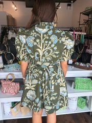 Olive Floral Mini Dress