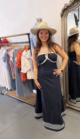 Contrasting Trim Maxi Dress