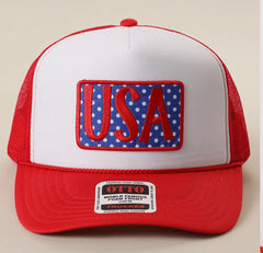 Polka Dot USA Trucker Hat-Red