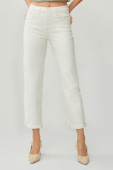 High Rise Boyfriend Jeans- Ivory