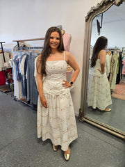 The Jenna Embroidered Lace Midi Dress