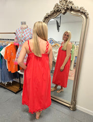 Scarlet Sweetheart Midi Dress
