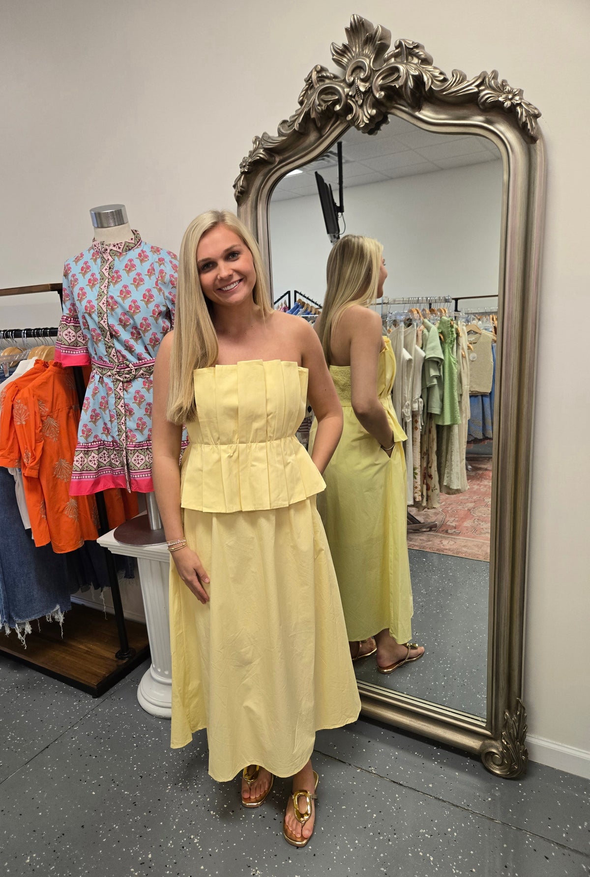 Sunshine Pleated Peplum Dress