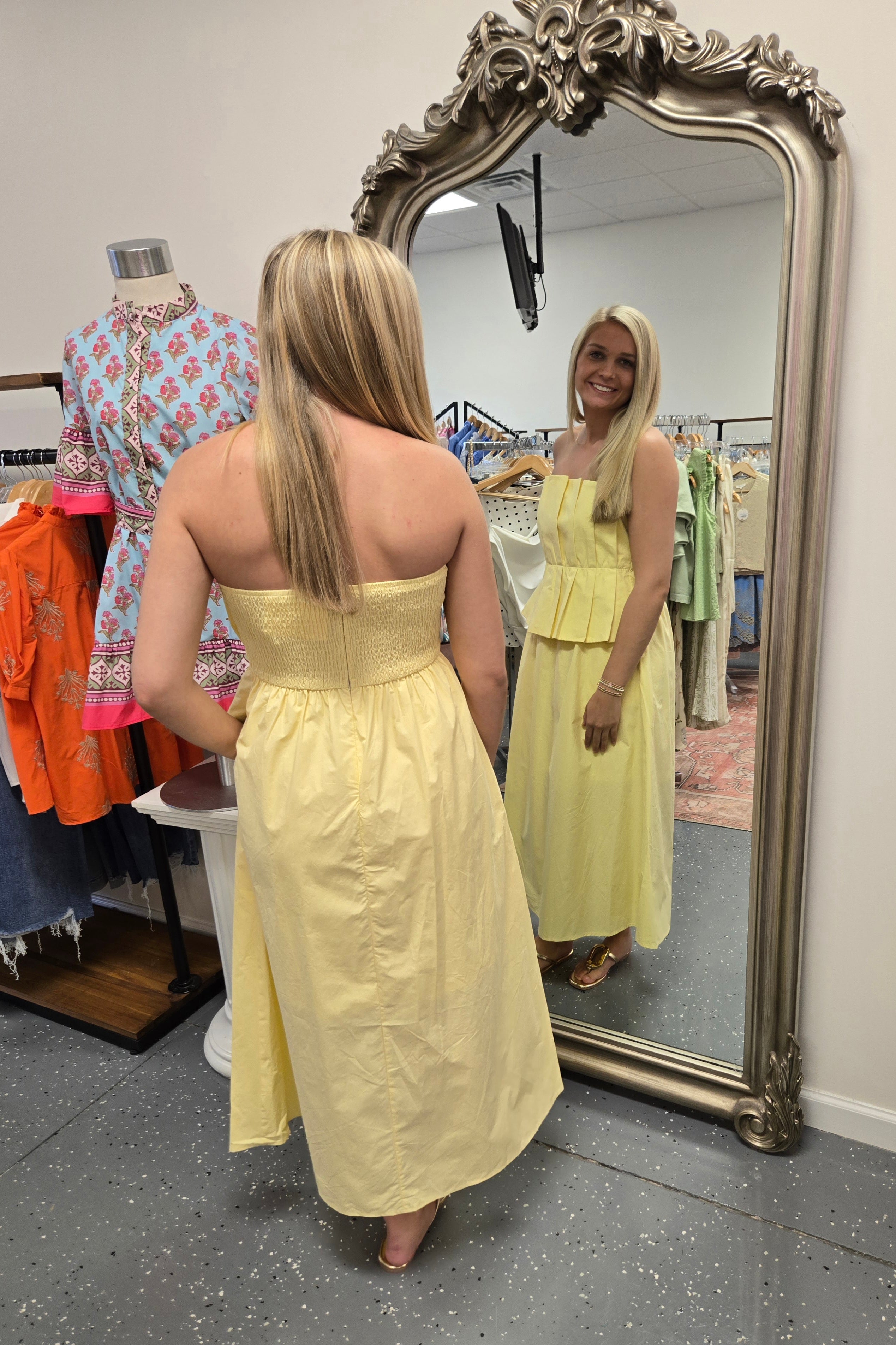 Sunshine Pleated Peplum Dress