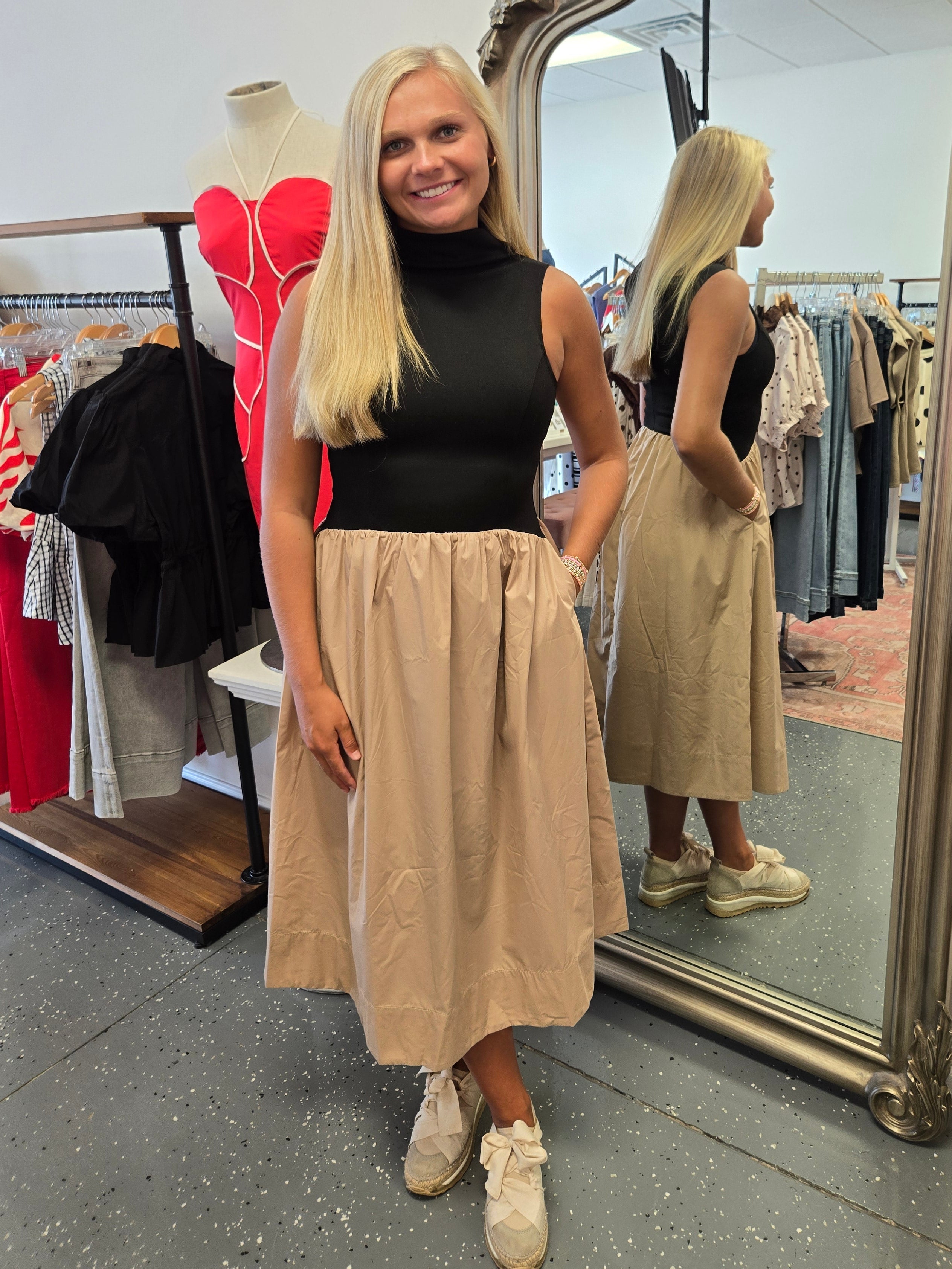 Desert Dune Mock Neck Midi