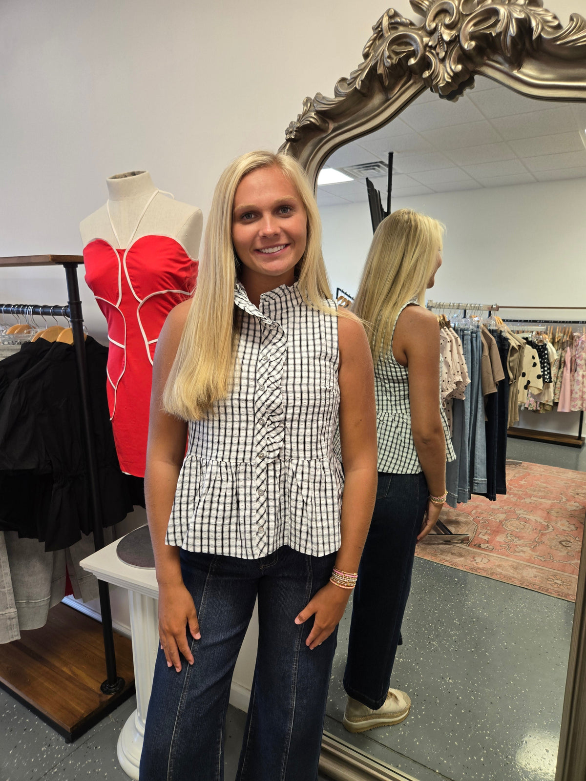 Lea Plaid Top