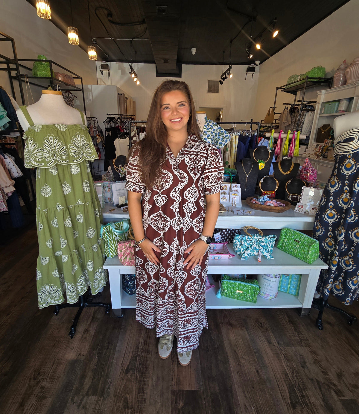Mocha Medalion Midi Dress