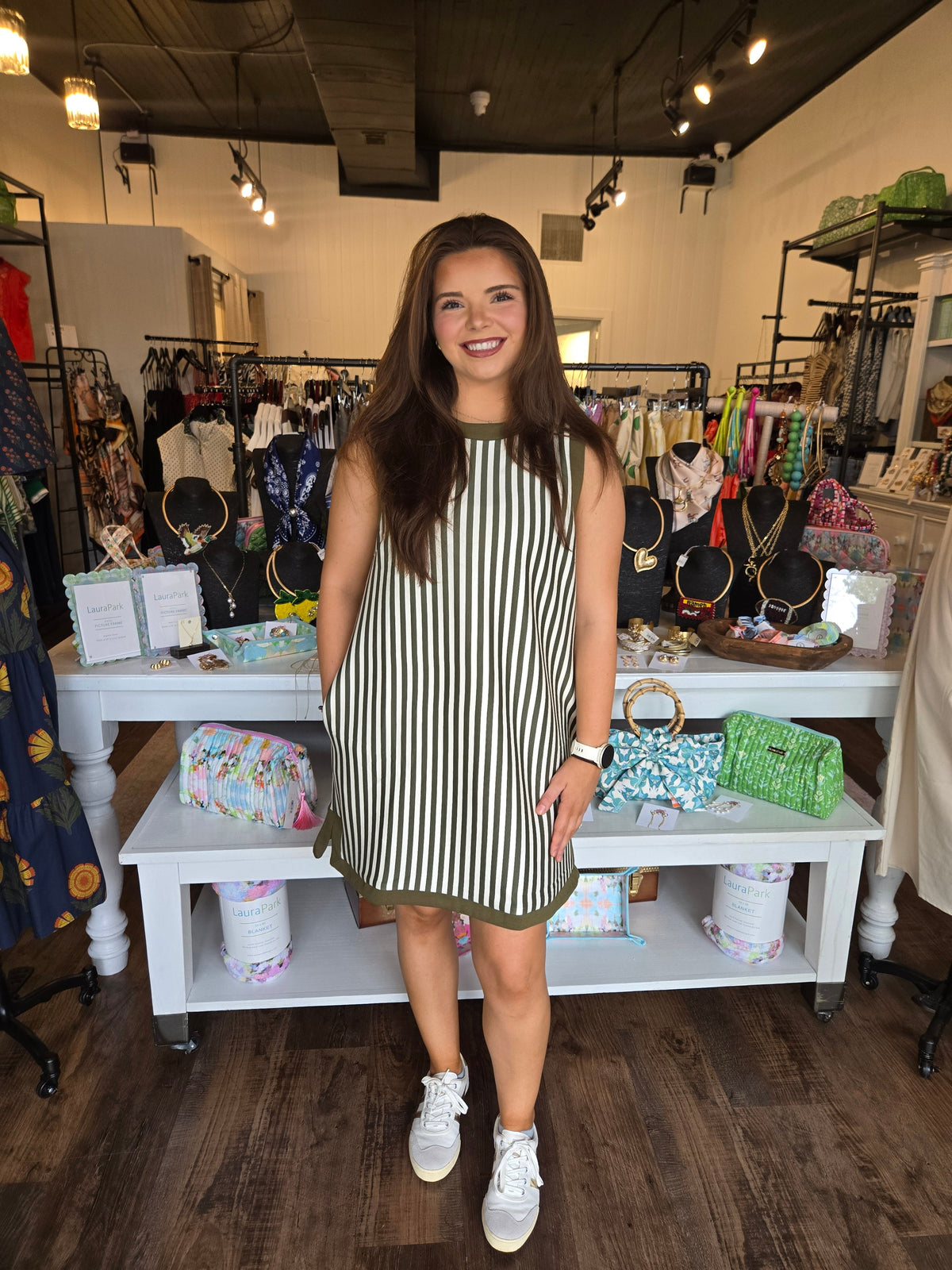 Olive & Ivory Striped Dress