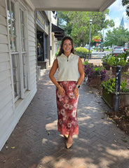 Floral Leopard Lace Midi Skirt