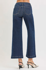 Mid Rise Cropped Front Seam Detail Jeans