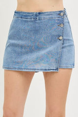 Three Button Denim Skort