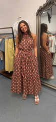 Mocha Blush Polka Dot Midi