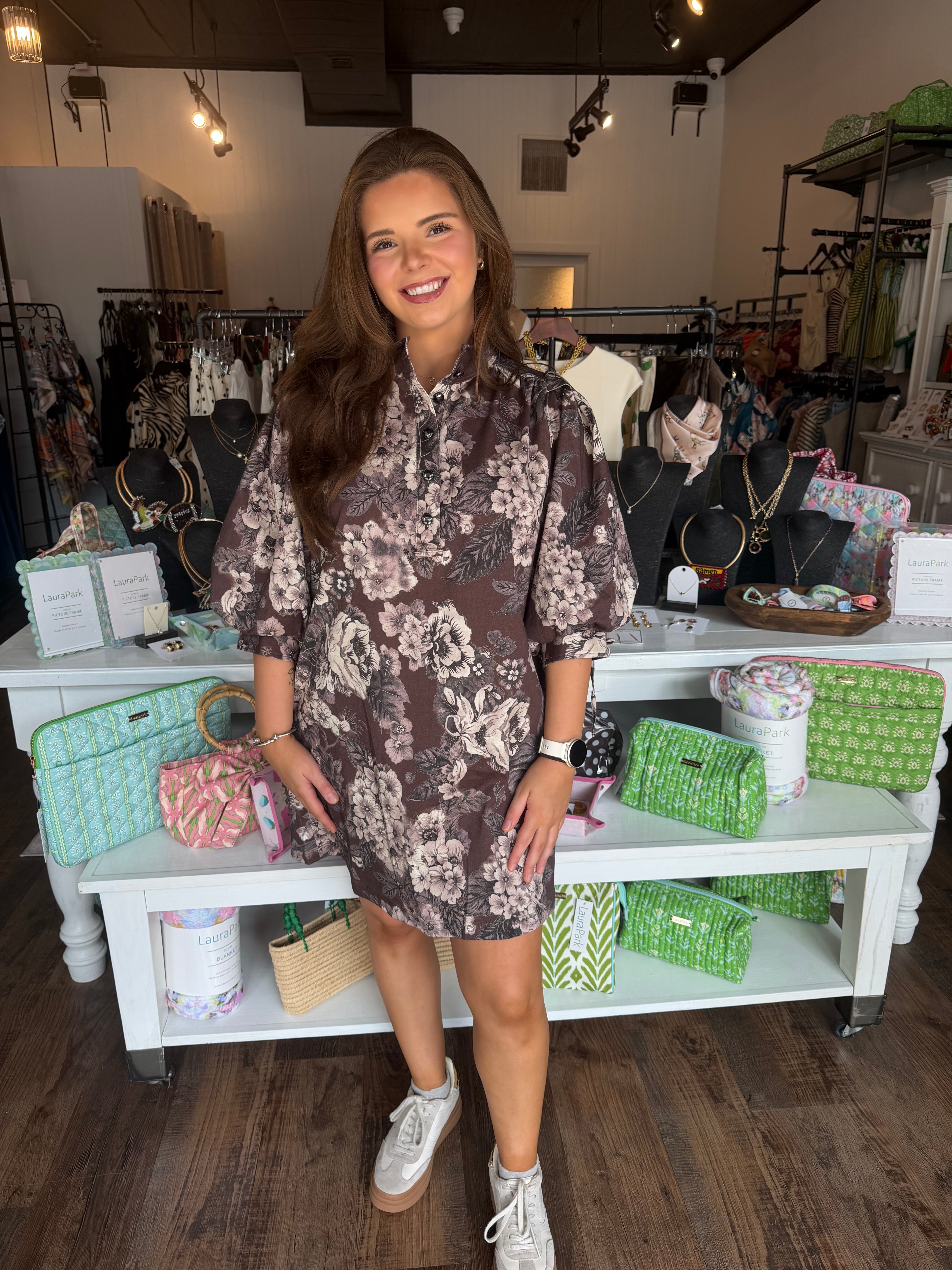 Mocha Heirloom Mini Dress