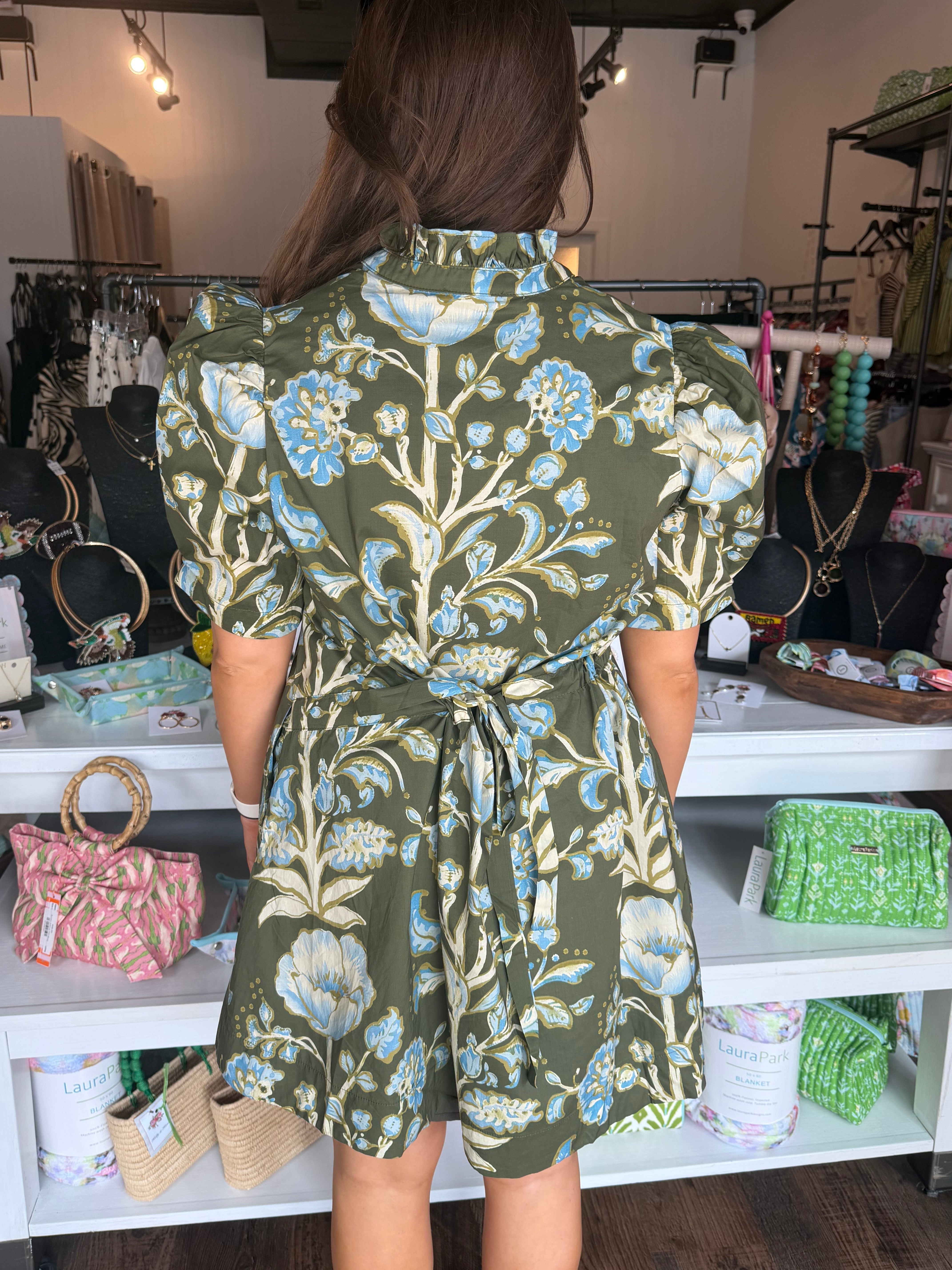 Olive Floral Mini Dress