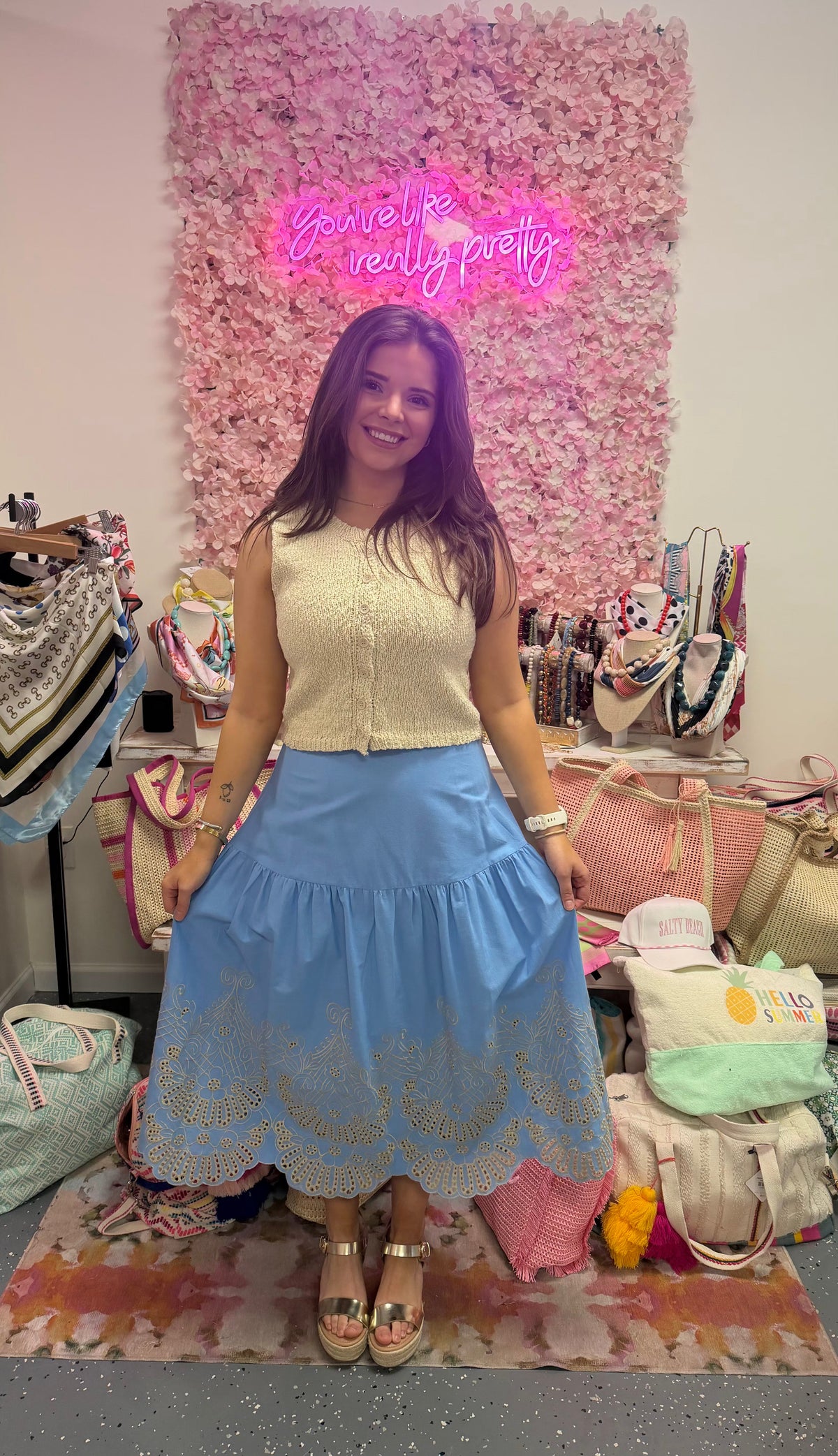 Seaside Lace Midi Skirt