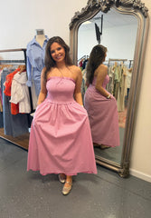 Striped Pink Smocked Maxi Dress