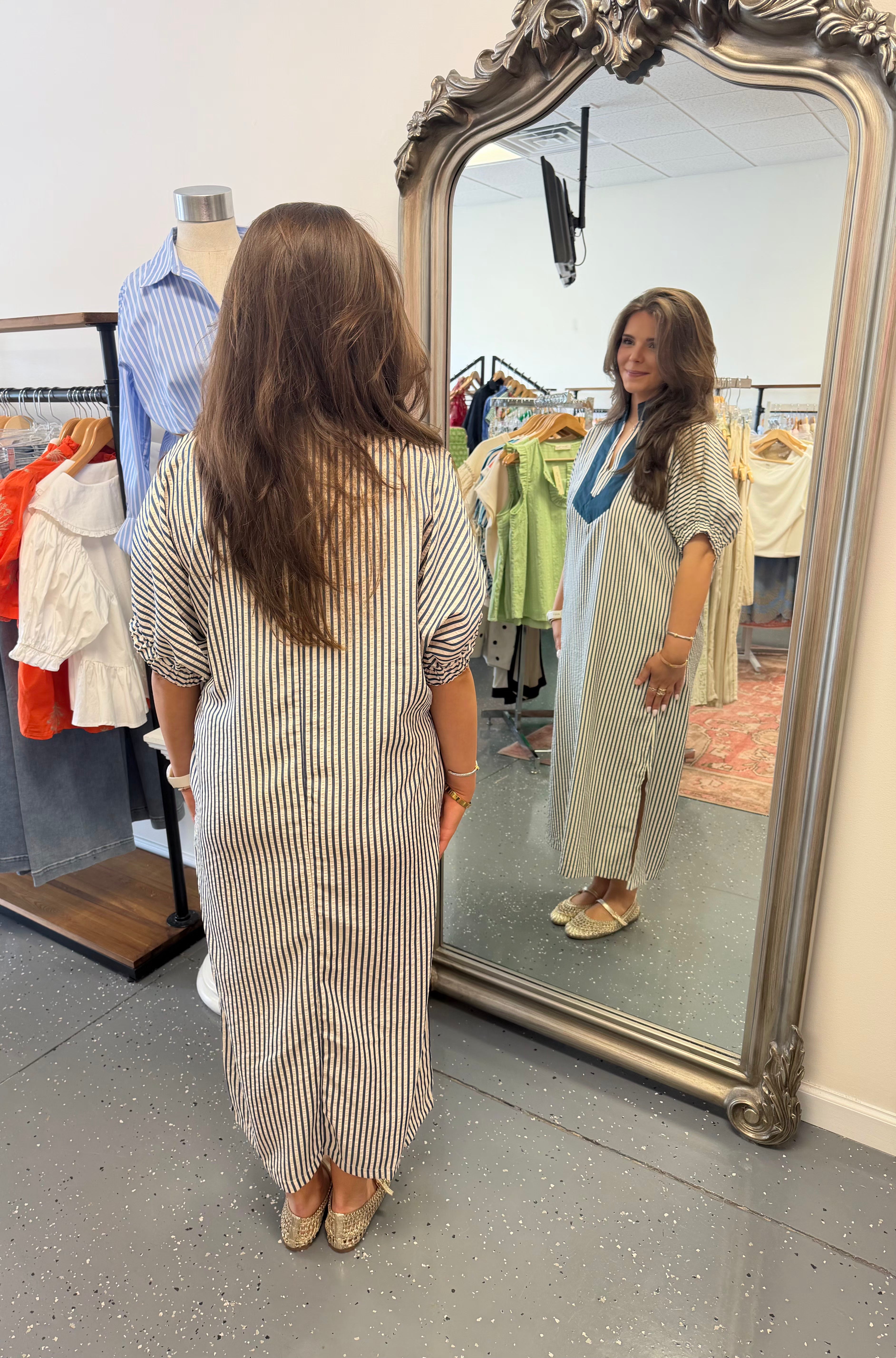 The Classic Striped Midi