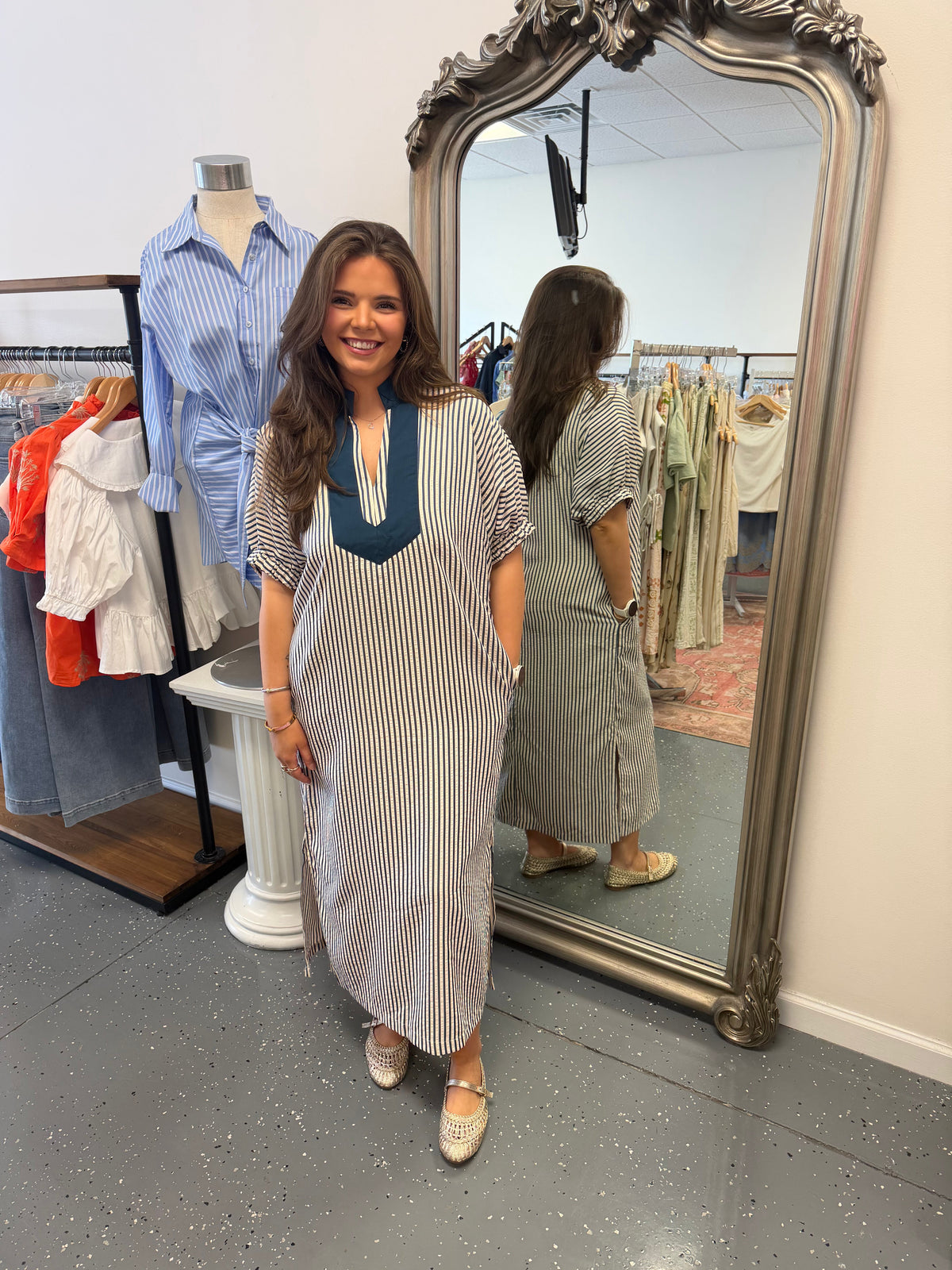The Classic Striped Midi