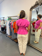 Pretty in Pink Peplum Top