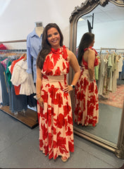 Scarlet Bloom Maxi Dress