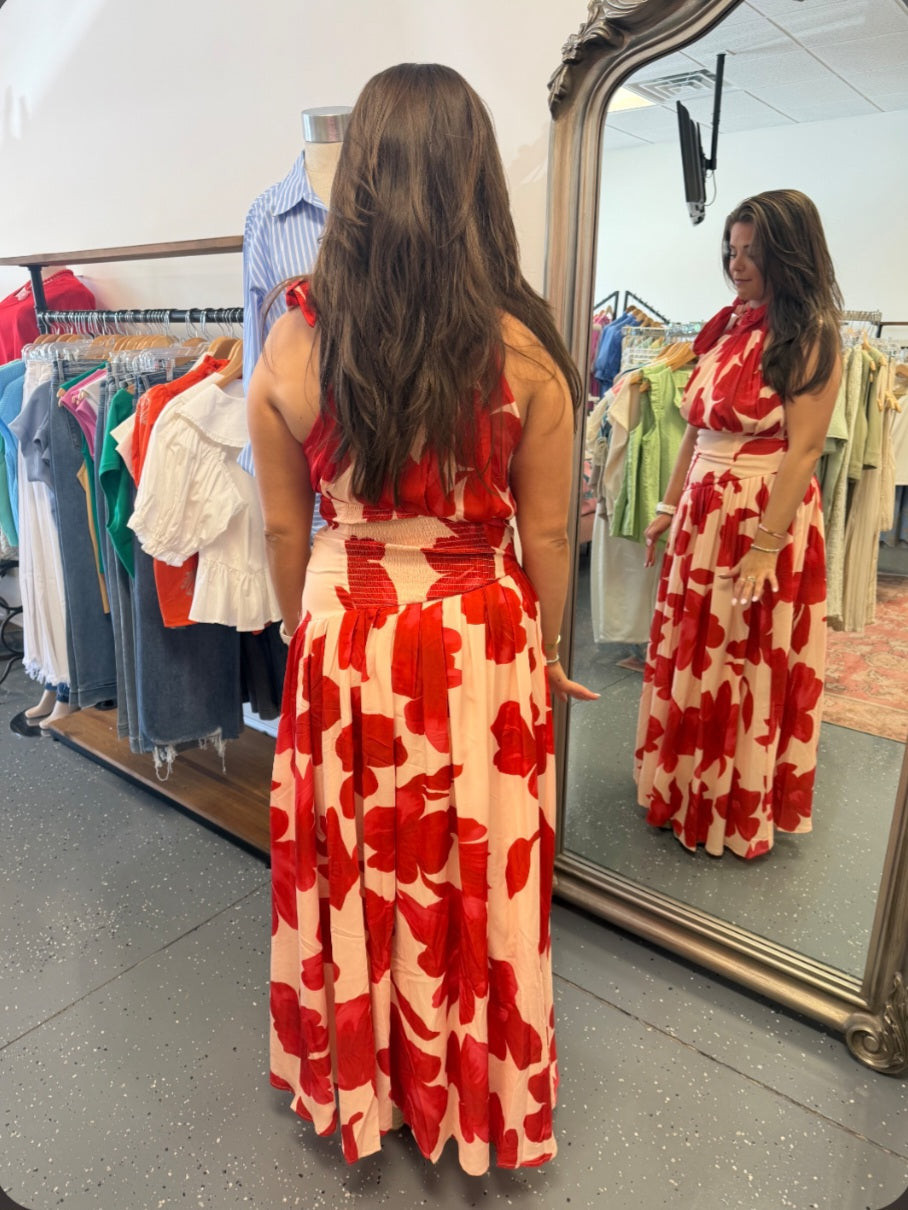 Scarlet Bloom Maxi Dress