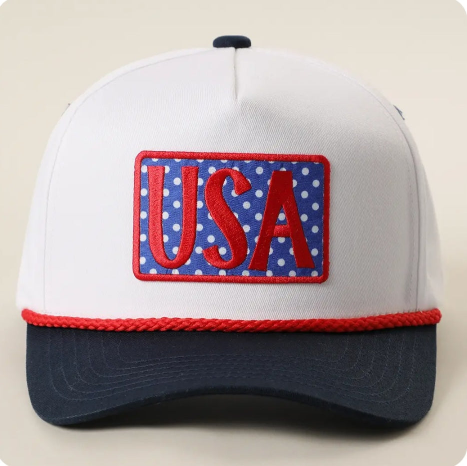 Polka Dot USA Trucker Hat-Blue