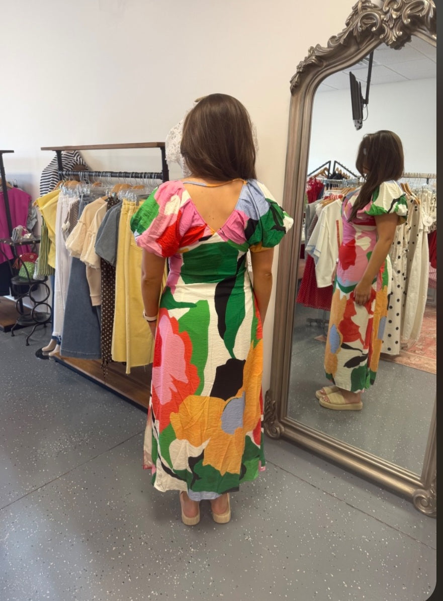 Puff Sleeve Maxi Dress