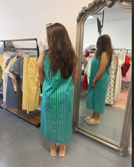 Harbor Stripe Maxi Dress- Green